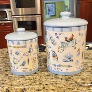 Hallmark  2 ceramic canisters from the Marjolein Bastin Blue Skies collection